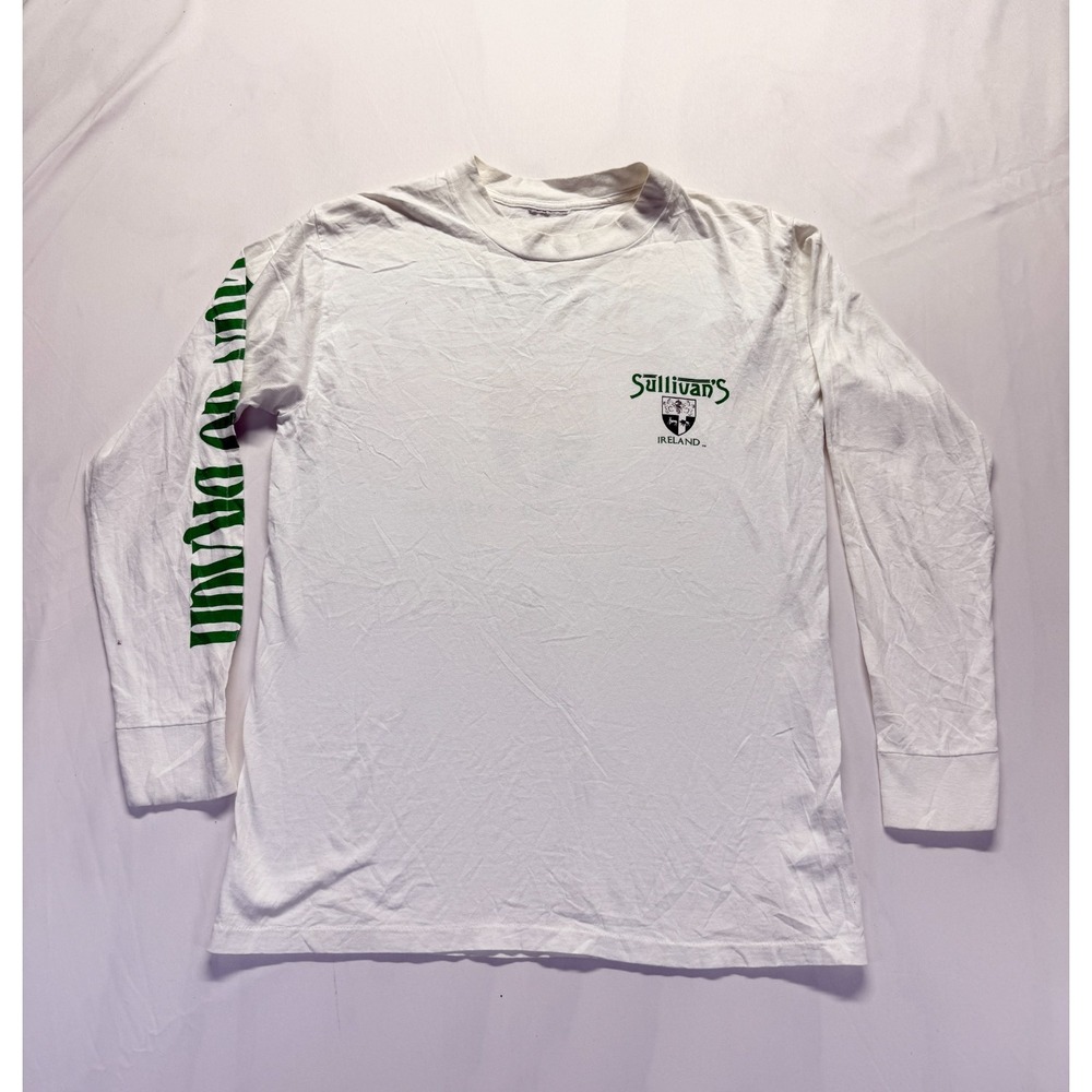 Sullivan's Tavern Ireland Shirt Mens Medium White Graphic Print Erin Go Bragh
